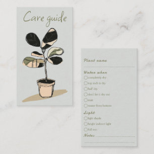 Simple Care Guide for house plant Shop Orders Enclosure Card