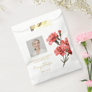 Simple Carnation Photo Funeral Seed Favour Bag