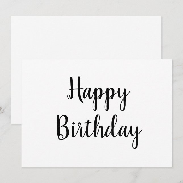 simple carte de calligraphie d'anniversaire heureu (Devant / Derrière)