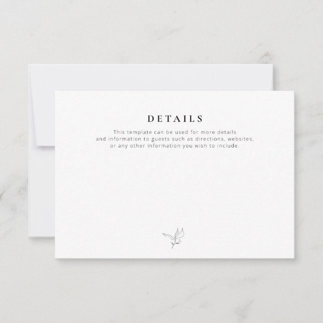 simple carte de détails mariage noir et blanc (Devant)