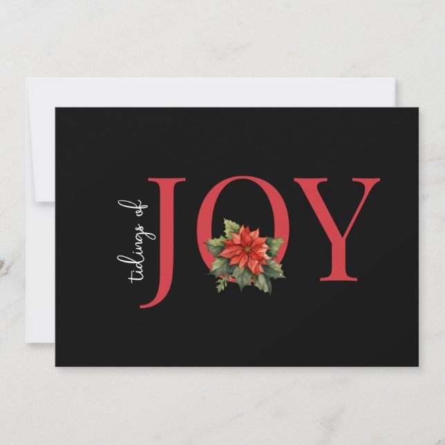 SIMPLE CARTE DE NOËL TRADITIONNELLE JOY / POINSETT (Devant)