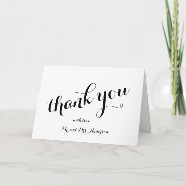 Simple carte de remerciement de mariage | Écriture (Devant)