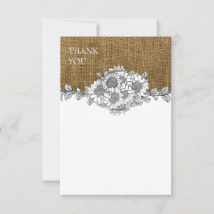 Simple Carte de remerciements de tournesol Burlap 