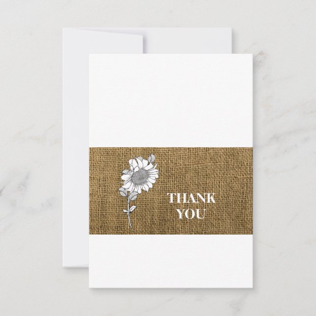 Simple Carte de remerciements de tournesol Burlap  (Devant)