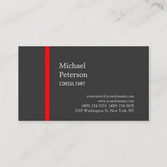 Simple Carte de visite de consultant en gris rouge (Devant)