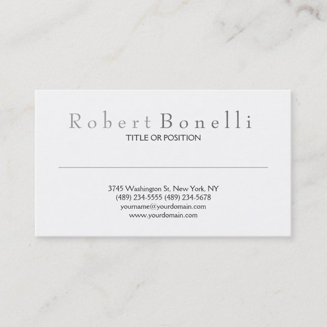 Simple Carte de visite noir blanc gris (Devant)