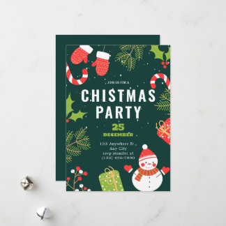 Simple carte de vœux de Noël fête rouge et vert dr
