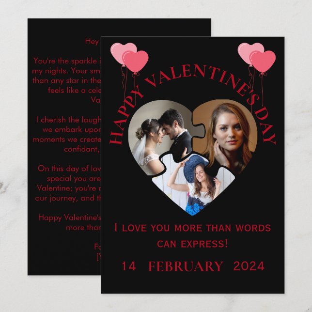 Simple Carte photo de la Saint Valentin (Devant / Derrière)