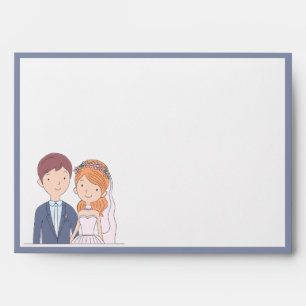 Simple, Cartoon-Iike Spouses Illustration Wedding Envelope