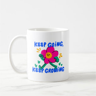 Simple Cartoon Keep Going Keep Growing Bold Color Coffee Mug