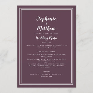 Simple Cassis violet Mariage Menu Classic encadré
