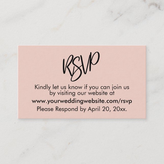 Simple, Casual Blush Pink RSVP Enclosure Card (Front)