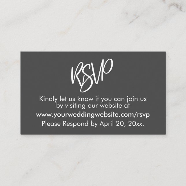 Simple Casual Bold Dark Grey RSVP Enclosure Card (Front)