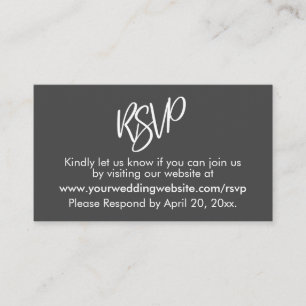 Simple Casual Bold Dark Grey RSVP Enclosure Card
