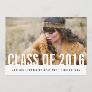 Simple Casual Chic Graduate Photo Class Of 2016 Invitation