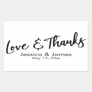 Simple Casual Love & Thanks Black & White Sticker