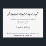 Simple, Casual Postponed Wedding Announcement<br><div class="desc">Here's a simple card for notifying your guests if it's become necessary to change your wedding date. Use the template fields to add your personal details and make this unique, modern design your own. The white background can be changed to any colour you prefer. All fonts and colours are also...</div>