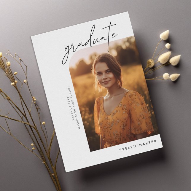 Simple Casual Script College 2 Photo Graduation Announcement (Creator Uploaded)