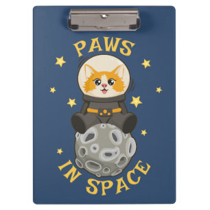 Simple Cat in space Astronaut Cosmic animal Moon Clipboard