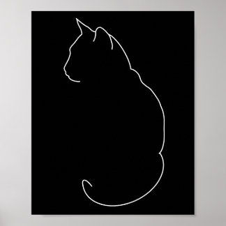 Simple Cat Line Drawing Poster