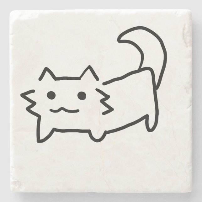 Simple cat Stone Coaster (Front)