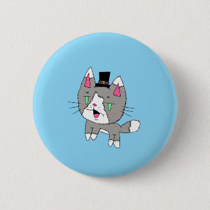 Simple Cat with Hat Button