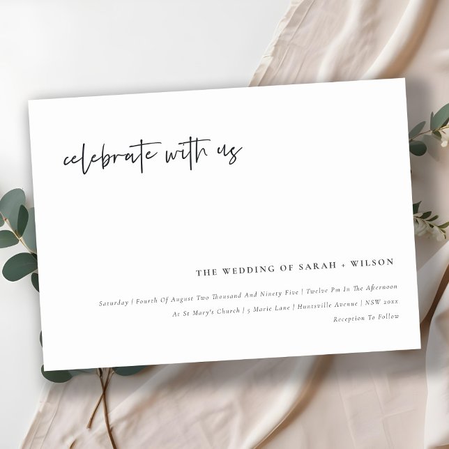 Simple Celebrate With Us Script Wedding Invite (Creator Uploaded)