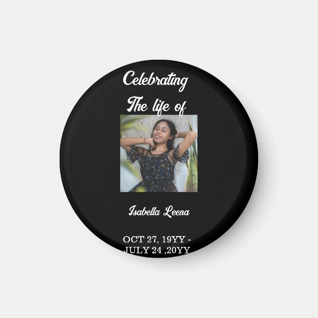 Simple Celebration of Life Funeral Memorial Photo Magnet (Front)