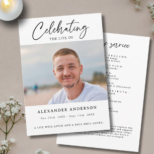 Simple Celebration of Life Funeral Photo Memorial Program