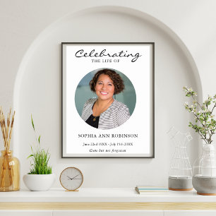 Simple Celebration of Life Photo Funeral Memorial Poster