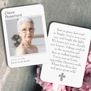 Simple Celebration of Life Photo Prayer Card