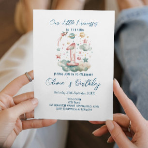 Simple Celestial 1st Birthday Party Invitation