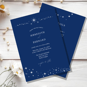Simple Celestial Elegant Blue Wedding Details and Invitation