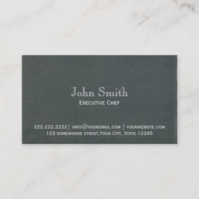 Simple Chalkboard Background Chef Business Card (Front)