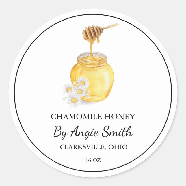 Simple Chamomile Infused Honey Label (Front)