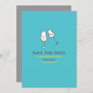 Simple champagne glasses toast gay lesbian  save the date