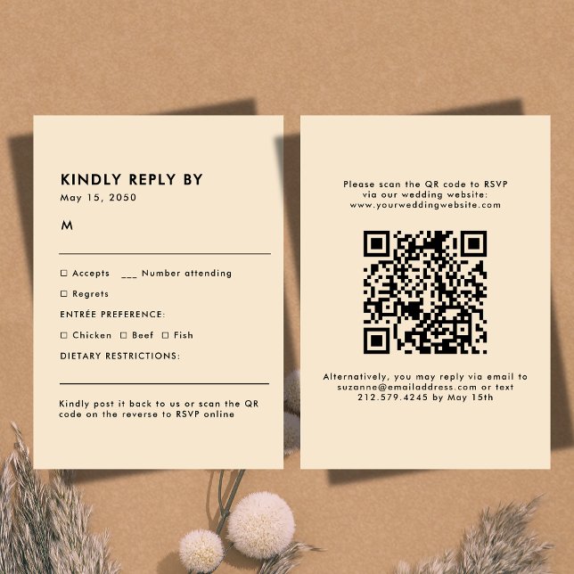 Simple Champagne Meal Choice Wedding RSVP Card (Simple Champagne Meal Choice Wedding RSVP Card)