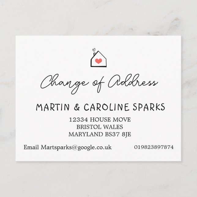 Simple Change of Address house icon Announcement Postcard (Front)