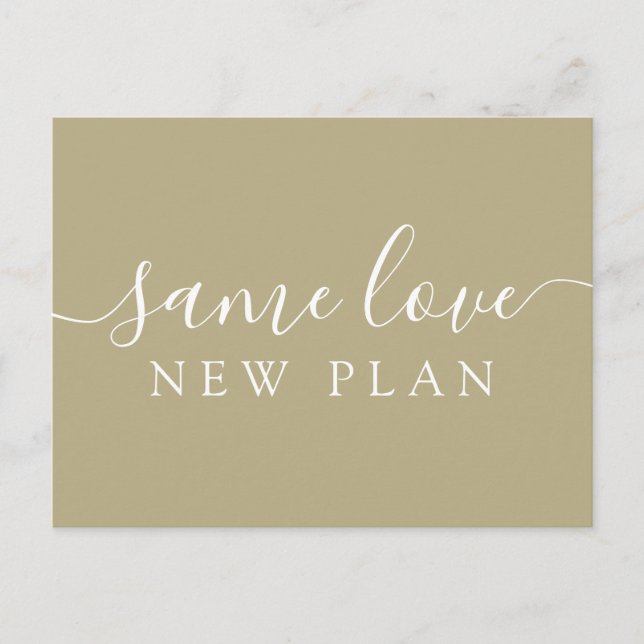 Simple Change the Date Wedding Announcement Postca Postcard (Front)