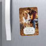 Simple Charm Save the Date Magnet<br><div class="desc">Elegant and simple save the date magnet with rounded corners features your favourite portrait-oriented full bleed photo. "Save the date, " your wedding date, names and wedding location are displayed in classic black lettering on a white notched rectangle element accented with a tiny flourish. A unique and understated choice for...</div>