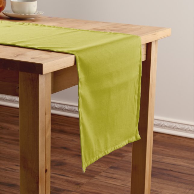 Simple Chartreuse Green Solid Plain Colour Short Table Runner (In Situ)