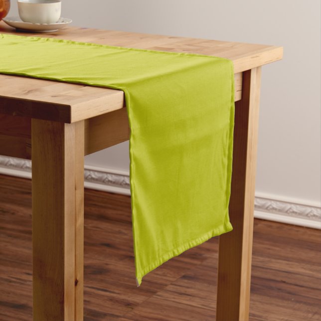 Simple Chartreuse Green Solid Plain Colour Short Table Runner (In Situ)