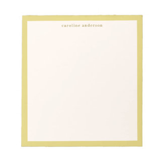 Simple Chartreuse Yellow Border Personalized Name Notepad