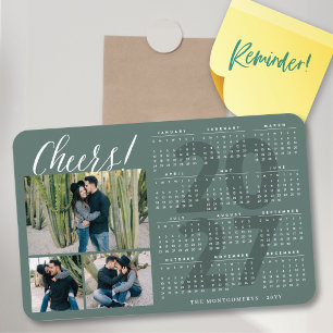 Simple Cheers 2027 Calendar New Year 3 Photo Magnet