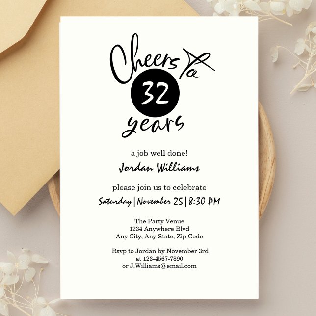 Simple Cheers to Any Years Retirement Party   Invitation (Creator Uploaded)