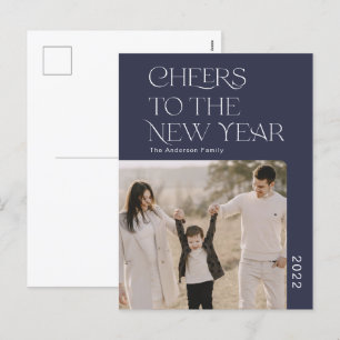 Simple Cheers to the new year 2022 family photo  Holiday Postcard