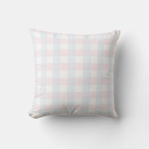 Simple chèque bleu pastel et coussin rose pastel
