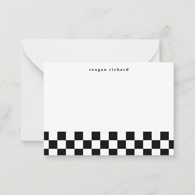 Simple Chequered Personalized Note Cards (Front)