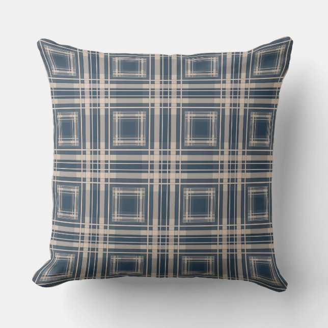 Simple chequered shirt pattern boho style  outdoor pillow (Front)
