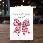 Simple Cherry Pink Bow boyfriend husband Birthday Holiday Card<br><div class="desc">Simple Cherries & Pink Bow boyfriend husband Birthday Holiday Card. Imagine giving this cute, sentimental card to your boyfriend or husband. Customize the saying in the front of the card and add your unique custom message inside of the card or just use our default text. Great for your spouse or...</div>